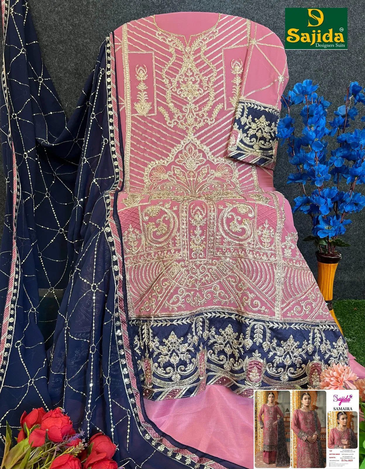 Samaira Vol 1 by Sajida Georgette Pakistani Salwar Kameez Exporters In India